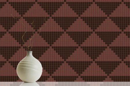 Brown Repeating Contemporary Geometric Mosaic installation by Artaic