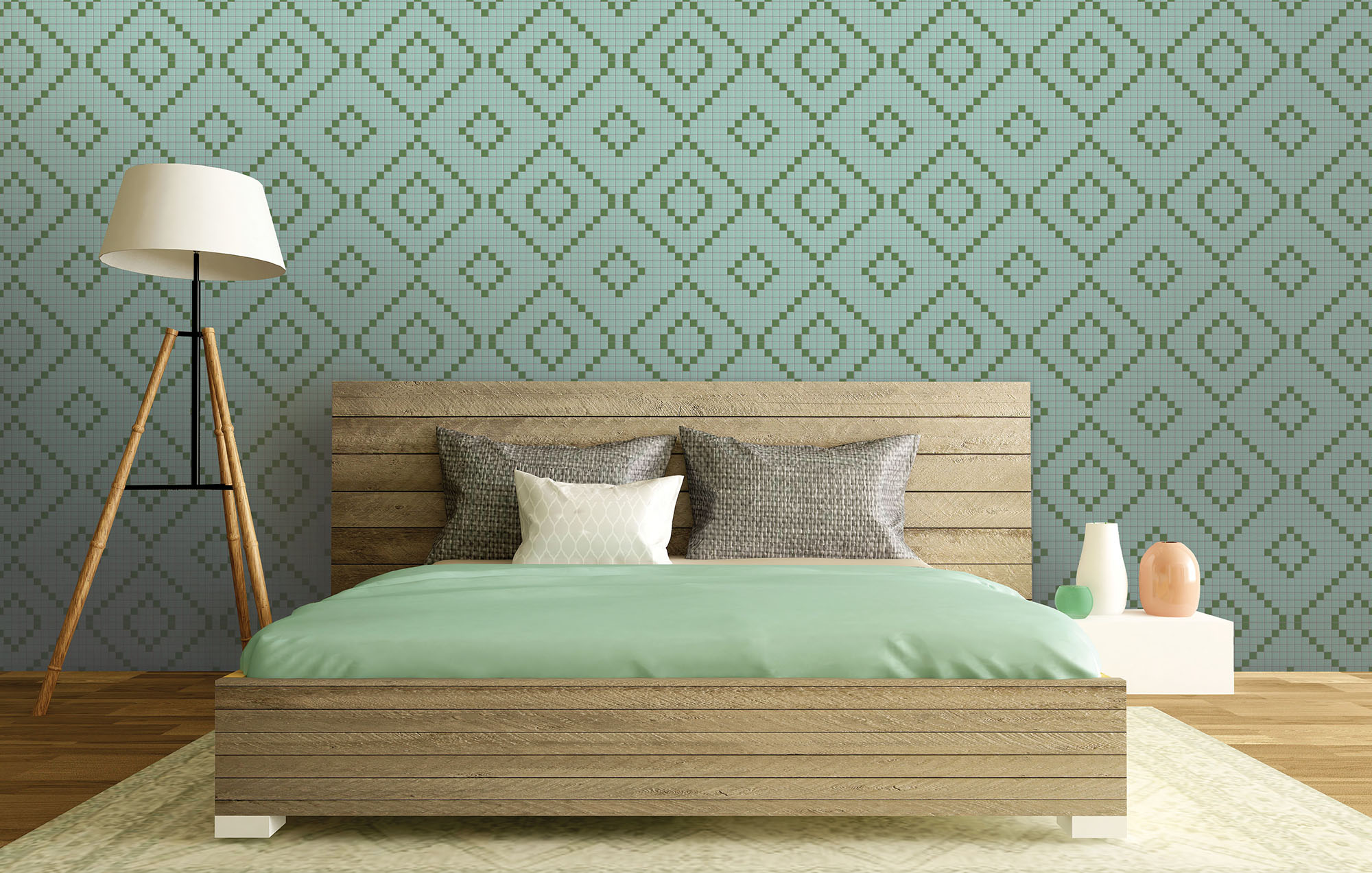 Green Repeating Tile Pattern | Diamond Saguaro By Artaic