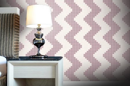Pink Repeating Contemporary Geometric Mosaic installation by Artaic
