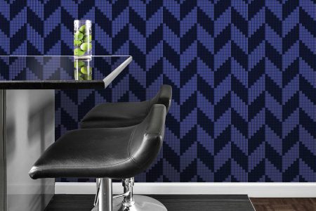Blue Repeating Contemporary Graphic Mosaic installation by Artaic