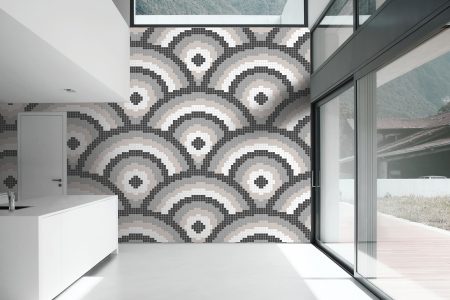Neutral Repeating Contemporary Geometric Mosaic installation by Artaic