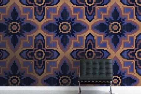 Purple Repeating Contemporary Geometric Mosaic installation by Artaic