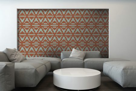 Tan Repeating Contemporary Geometric Mosaic installation by Artaic