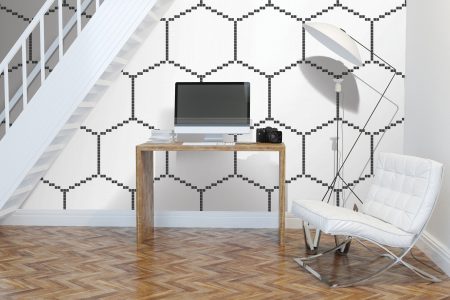 White Repeating Contemporary Geometric Mosaic installation by Artaic