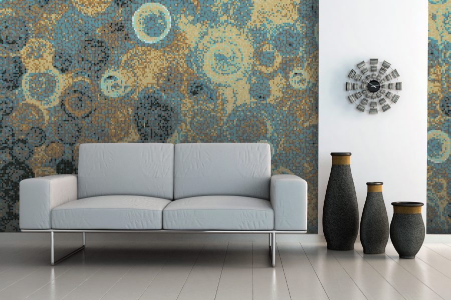 Gogh Away! Cerulean Blue Lively Tile Mural By Artaic