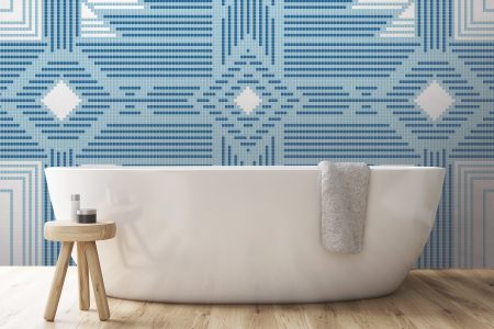 A  Blue  Repeatinggeometric Mosaic By Artaic