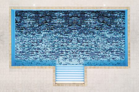 A  Blue  Pixelsgeometric Mosaic By Artaic