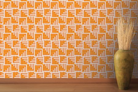 A  Orange  Pixelsgeometric Mosaic By Artaic