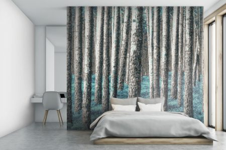 A  Turquoise  Evergreen Forestphotorealistic Mosaic By Artaic